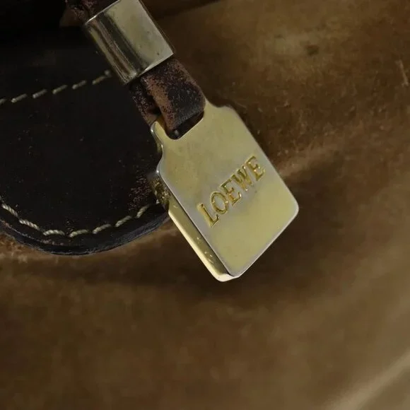 LOEWE Anagram Boston Bag Suede Brown Gold - Picture 9 of 16